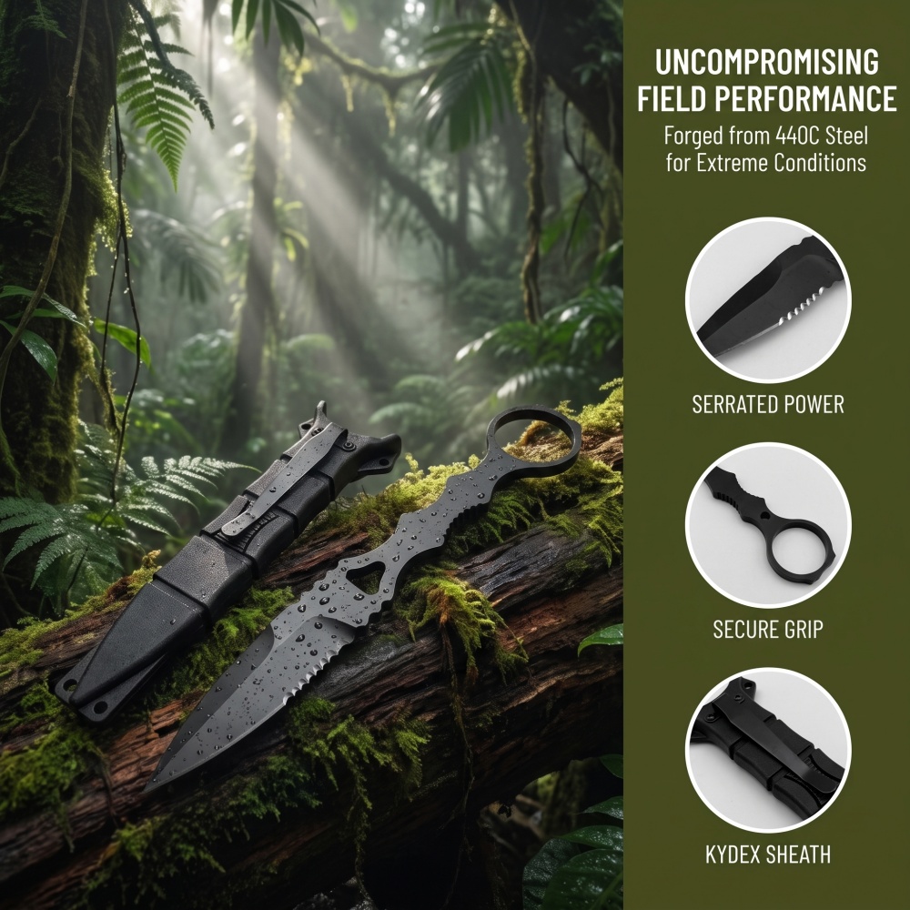 Bushcraft Knife Fixed - 176 Fixed Blade Knife Ring Handle