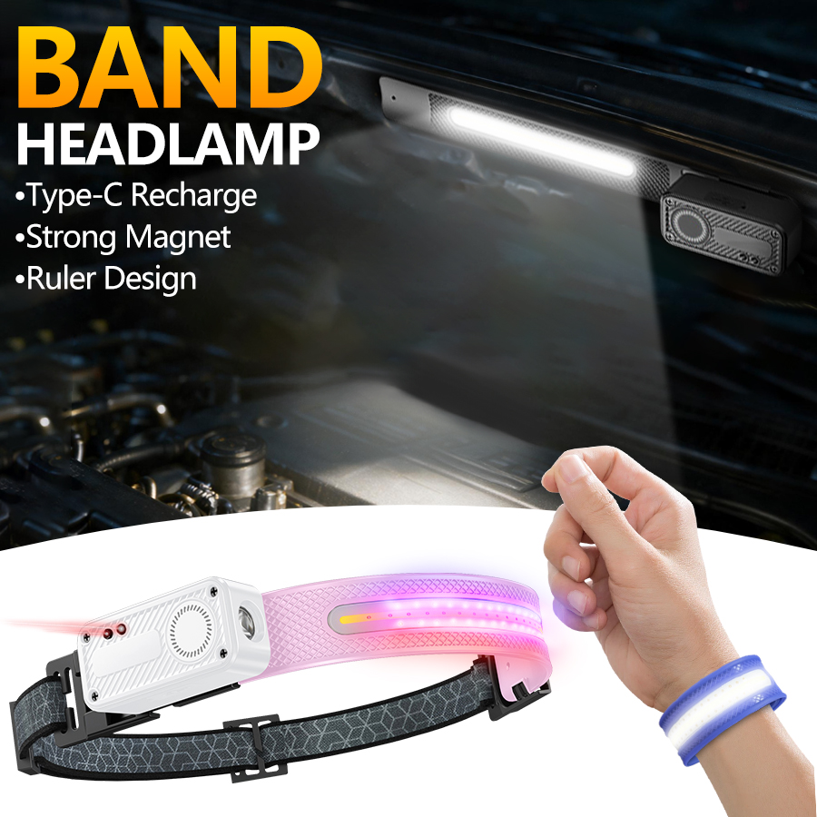 Fishing Kit Compact - Rechargeable COB LED Headlamp Motion Sensor