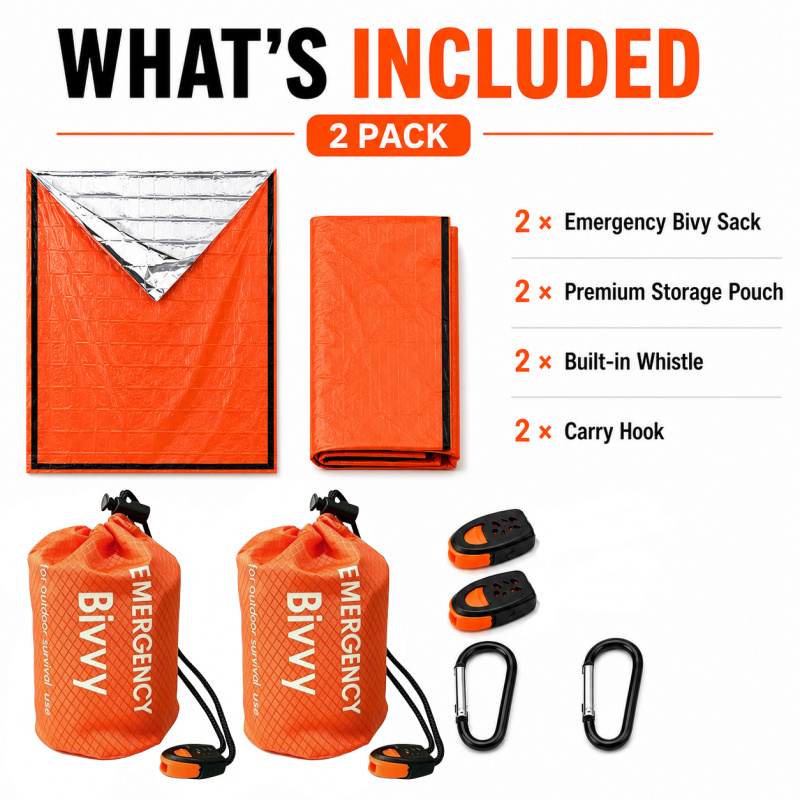 2 Pack Emergency Sleeping Bag, - Emergency Whistle Loud review and price